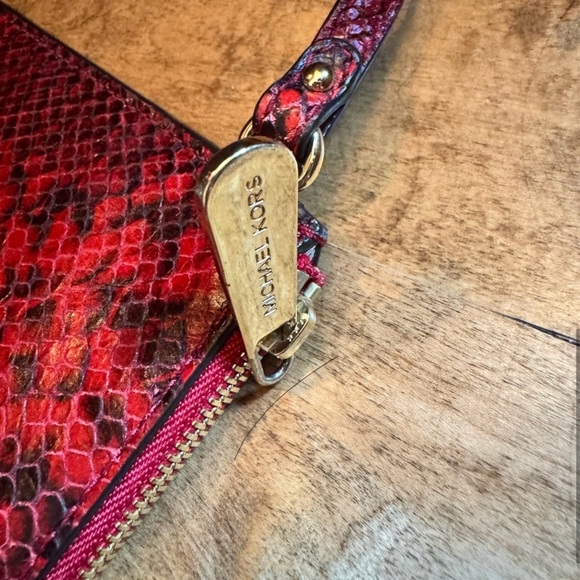 Michael Kors Red Python Embossed Wristlet - Picture 8 of 8